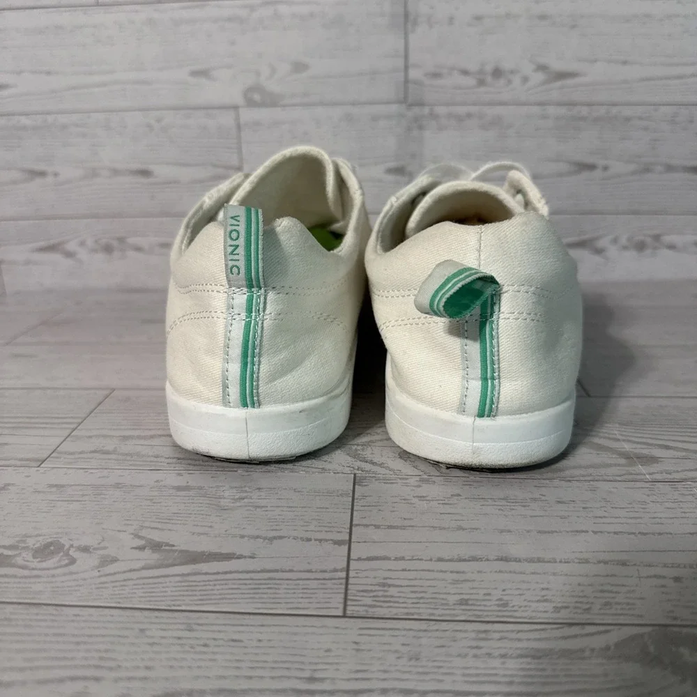 Vionic Beach Stinson Sneakers Sz 10 White Canvas Comfort Walking Lace Up Shoes
